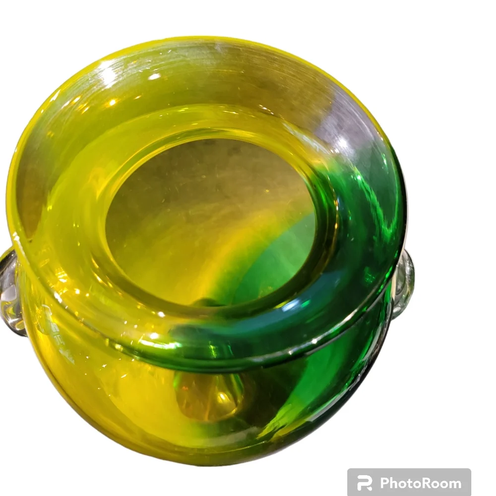 Art Glass Vase Urn Shape Applied Handles